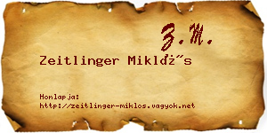 Zeitlinger Miklós névjegykártya